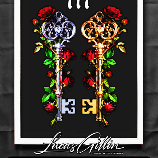 NOT FINAL - branding & copyright needed - Premium White Framed Quote Art "777 Keys" by Artist & Designer Lucas Gillon